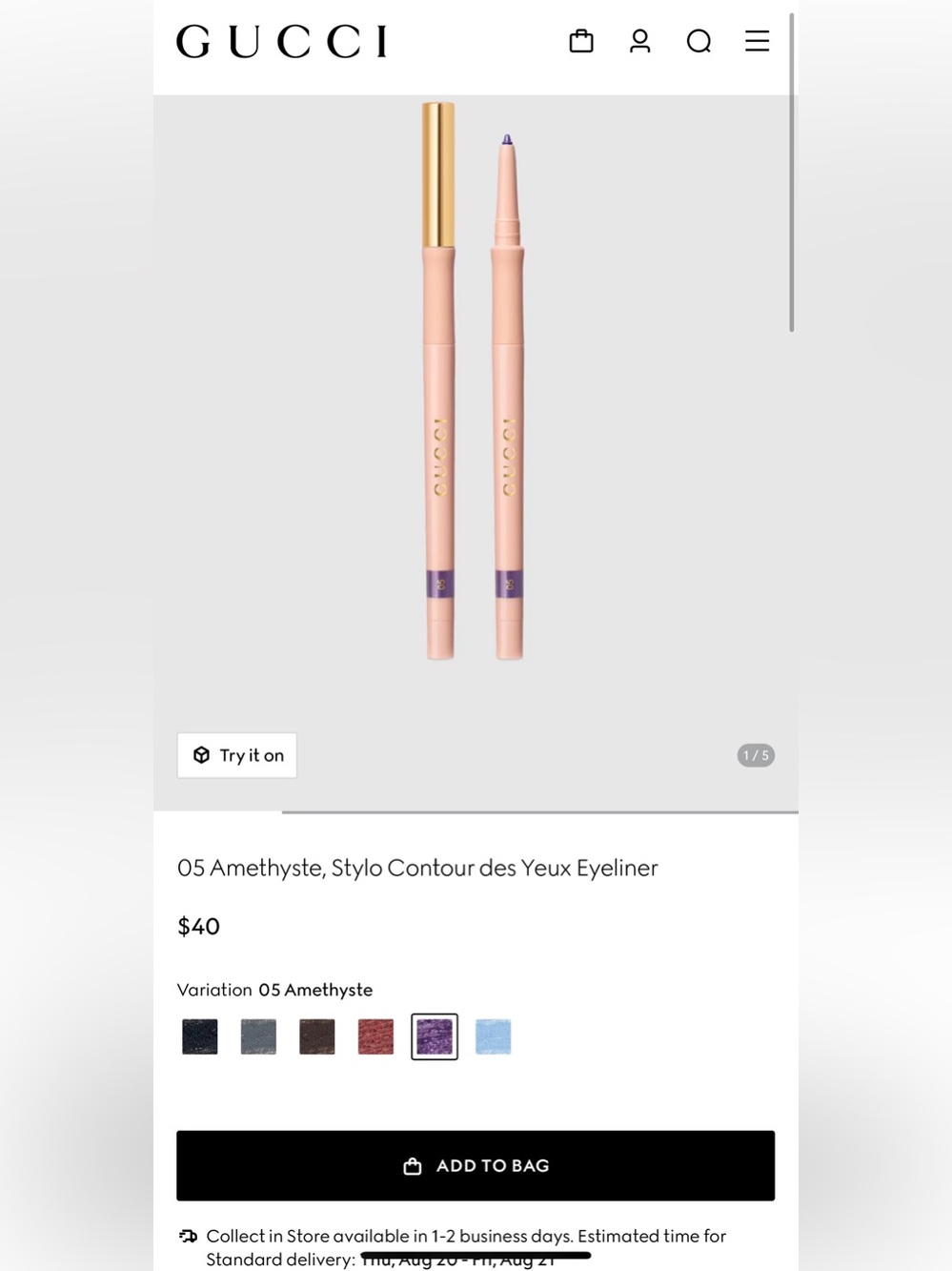 Gucci Amethyste Eye Stylo Contour Eyeliner - Purple & Blush Pink Packaging